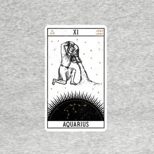 Aquarius Distressed Goth Tarot Zodiac Sign T-Shirt